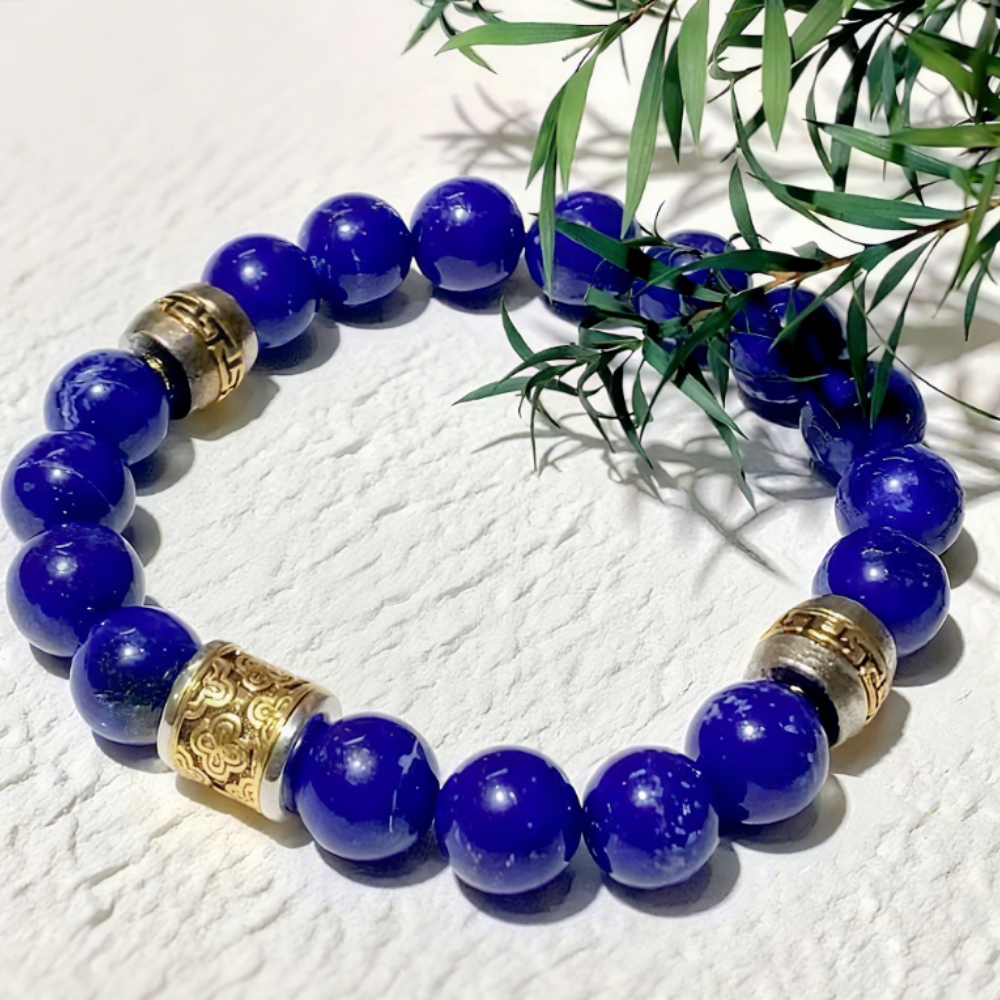 D98 Bead Bracelet: Jade Pattern of Auspicious Green